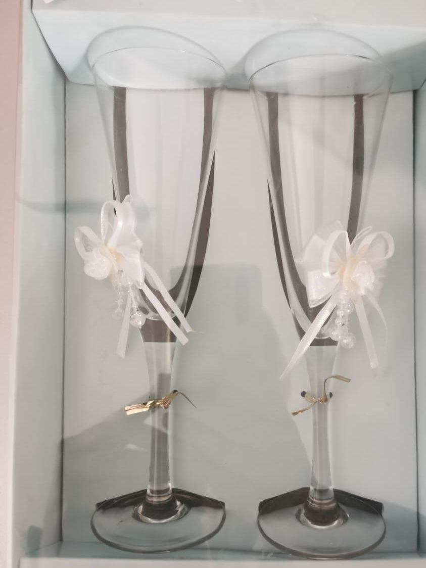 2pc set bridal wine glasses