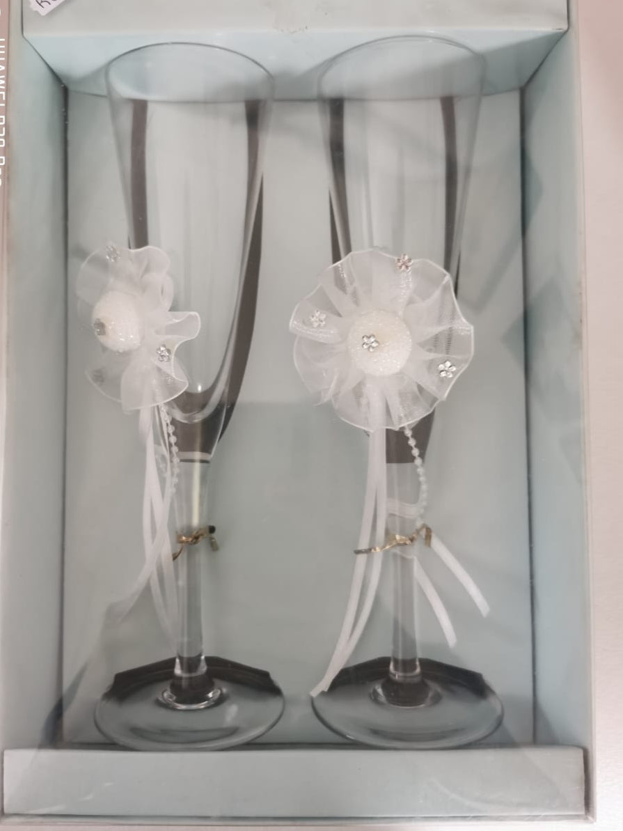 2pc set bridal wine glasses