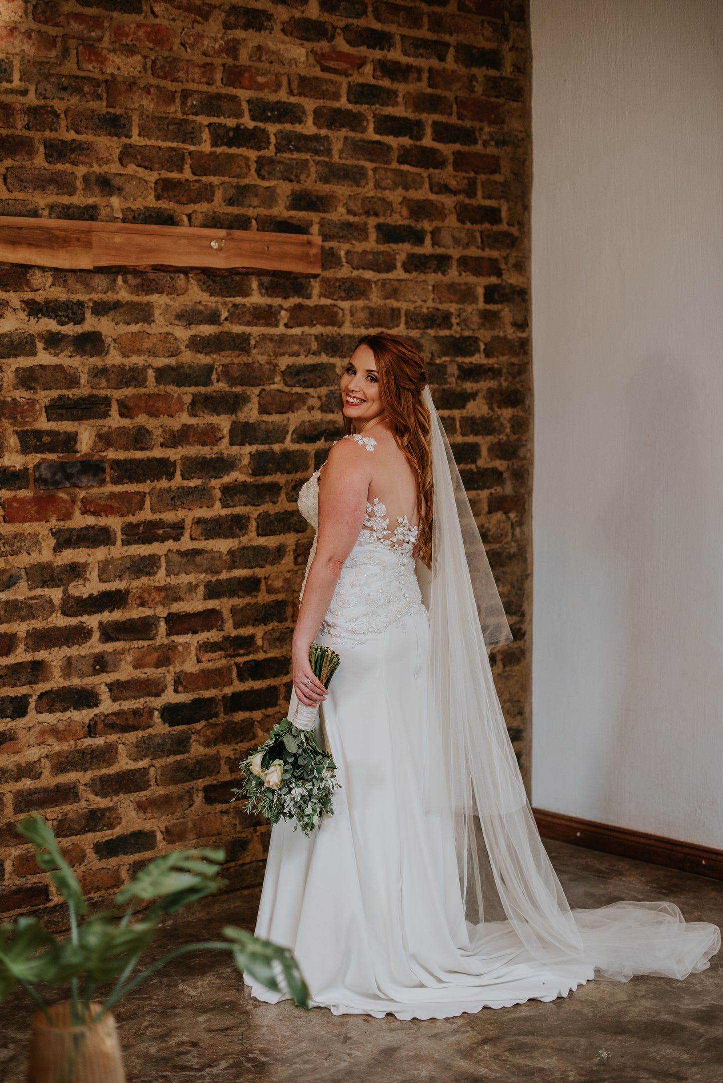 Satin-Crepe Gown with Delicate Beaded Detail