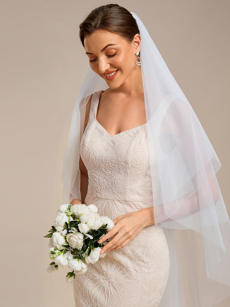 Square Neckline Sleeveless Bodycon Floor-Length Bridal Dress