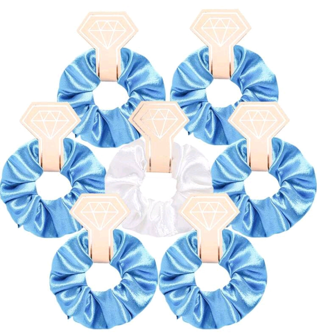 7pcs Satin Hair Scrunchies Set Blue