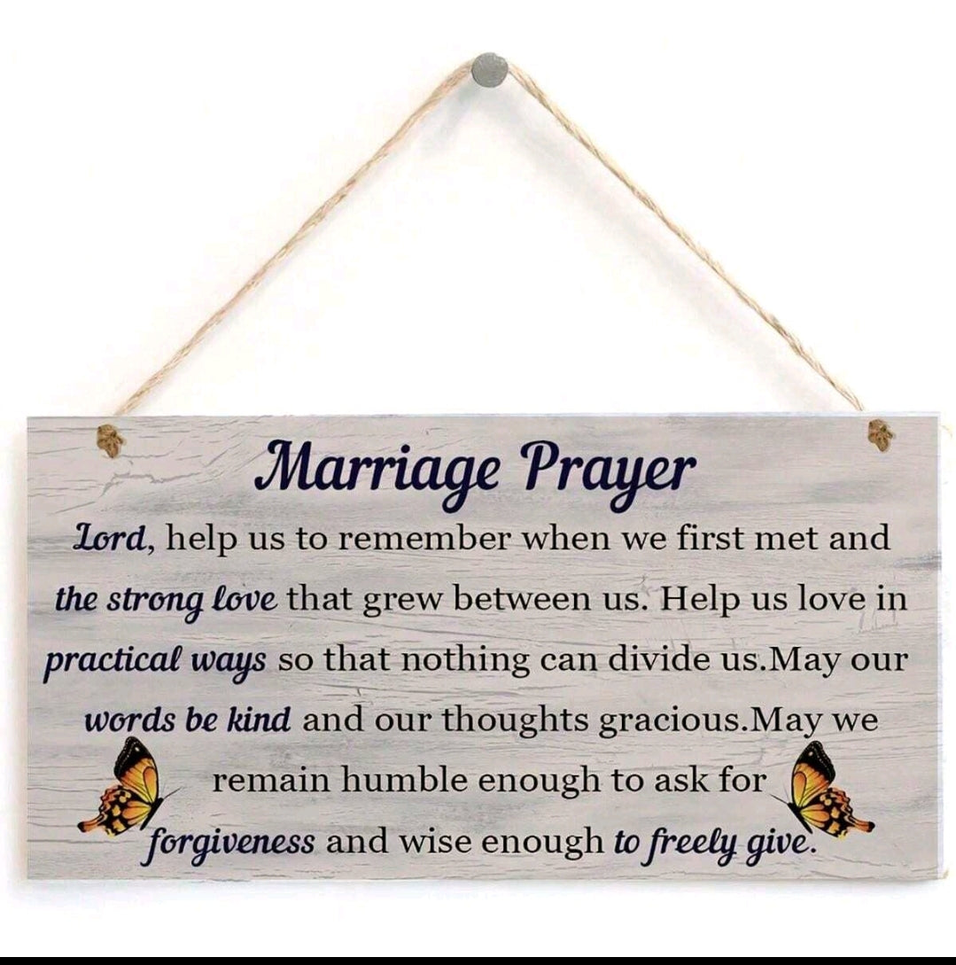 Marriage Prayer Wooden Plaque