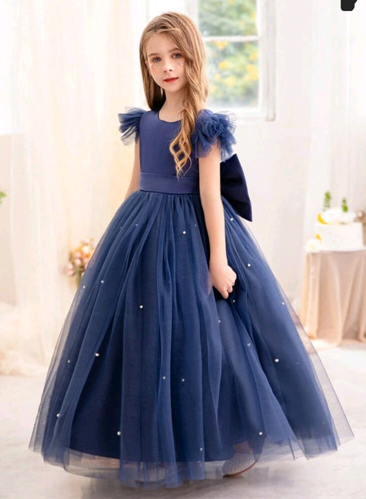 Tween Girls' Beaded Bowknot Princess Dress