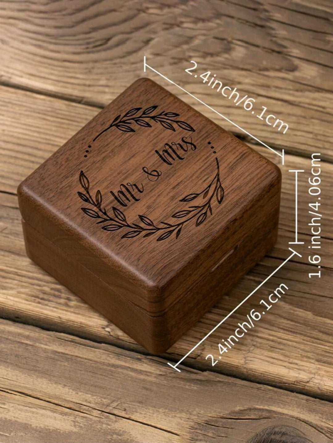 Mr & Mrs Wooden Ring Holder Box
