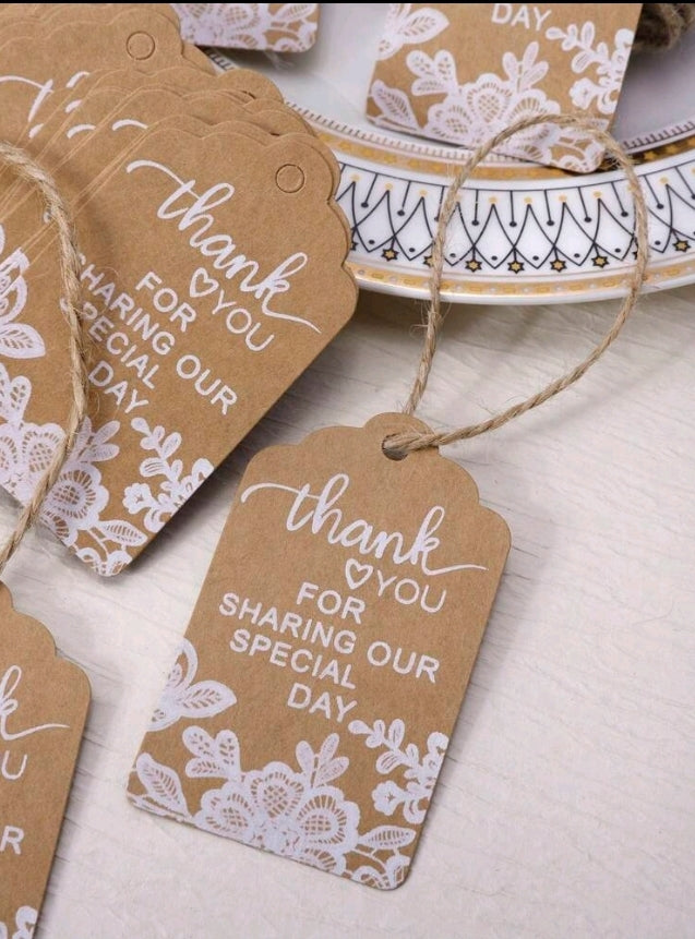 50pcs Wedding Guests Thank You Cards