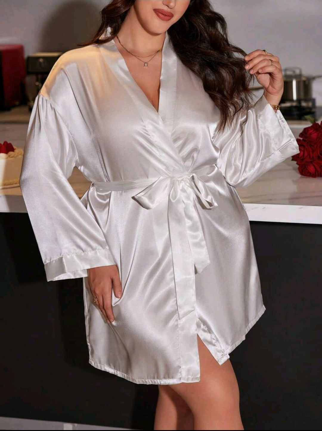 Yellow Print Letter Embroidered Satin Bride Robe
