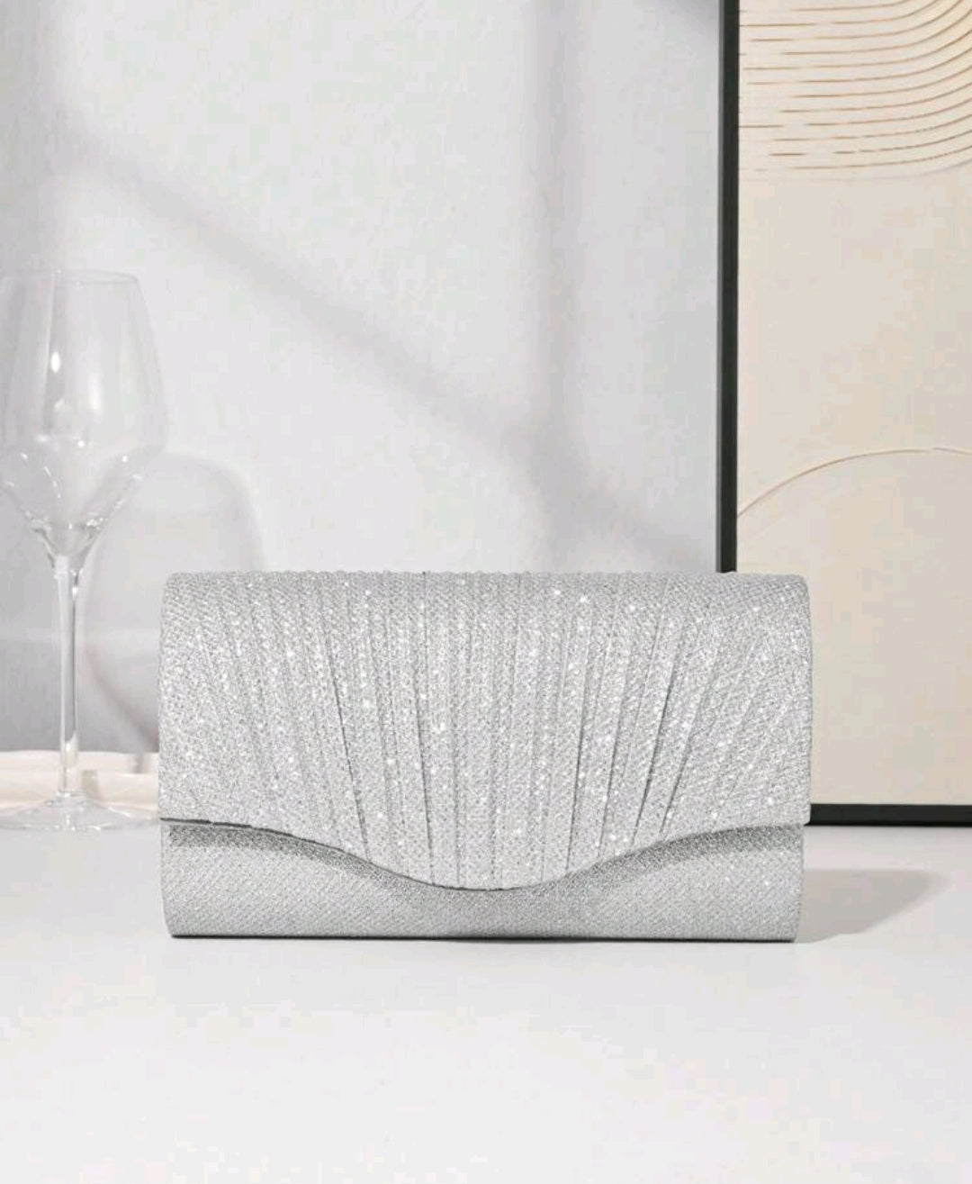 Ruched Detail Chain Bridal Purse
