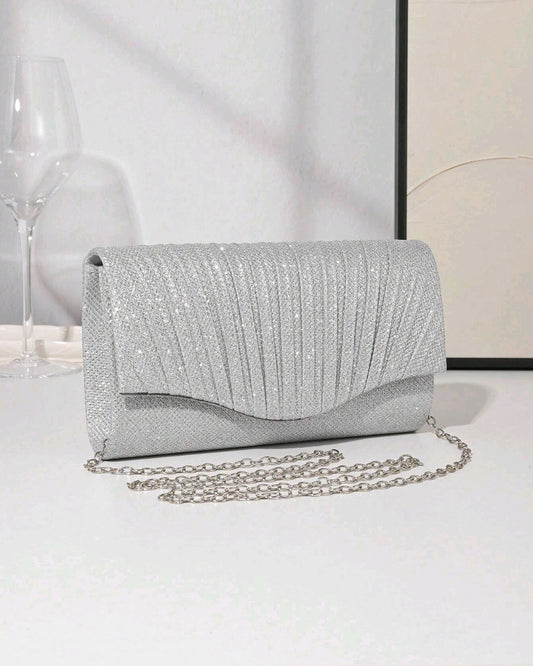 Ruched Detail Chain Bridal Purse