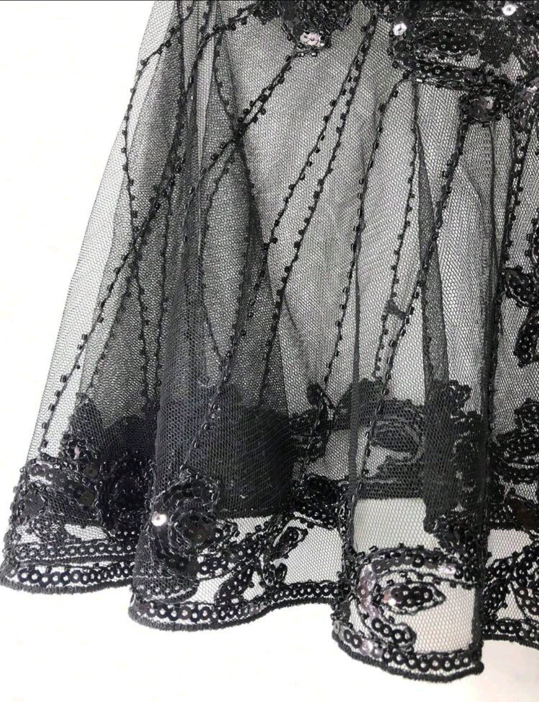 Sequin Decor Fashion Poncho Black