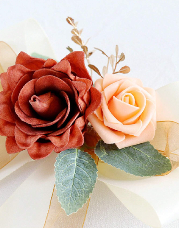 Rearview Mirror Decoration Flower Champagne