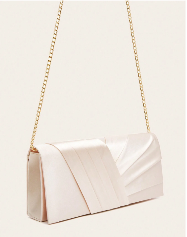 Pleated Satin Clutch Bag