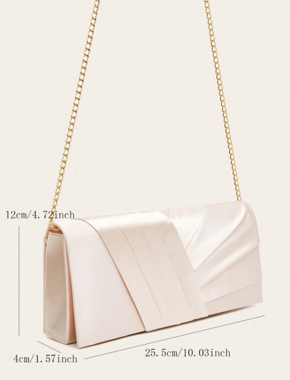 Pleated Satin Clutch Bag