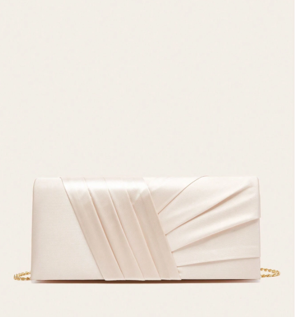 Pleated Satin Clutch Bag