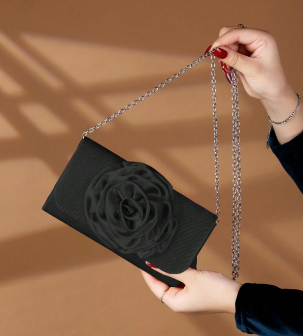 Rose Decor Evening Bag Clutch