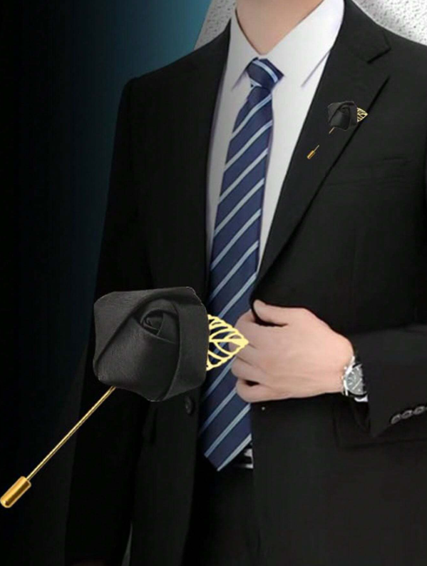Groomsmen Wedding Boutonniere Black