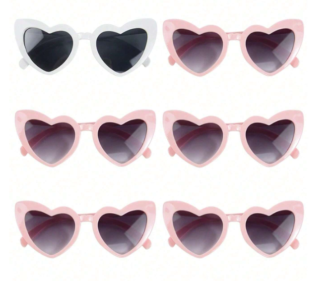 7 pairs Heart Shaped Glasses For Wedding Team - Pink