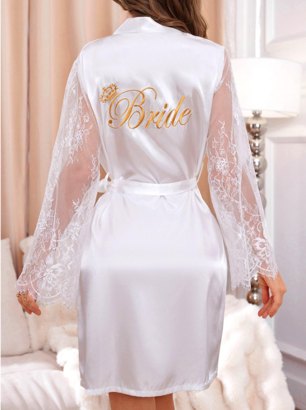 Lace Patchwork Embroidered Bride Robe