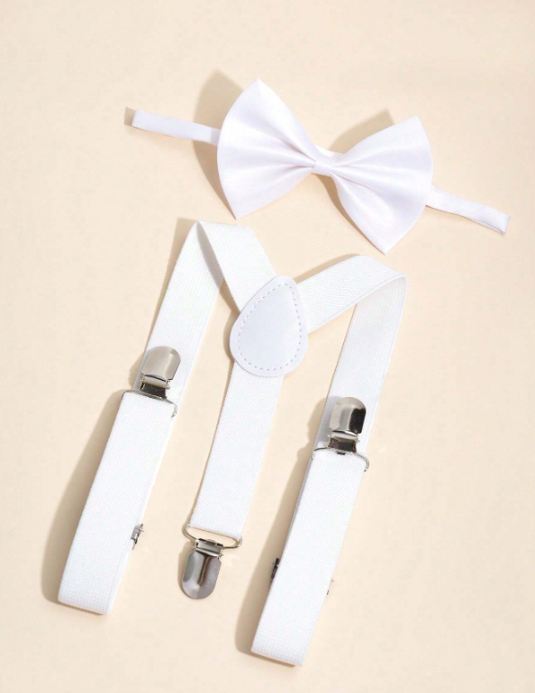 5 piece Kids' Plain Color Y-Style Suspenders & Bow Tie Set