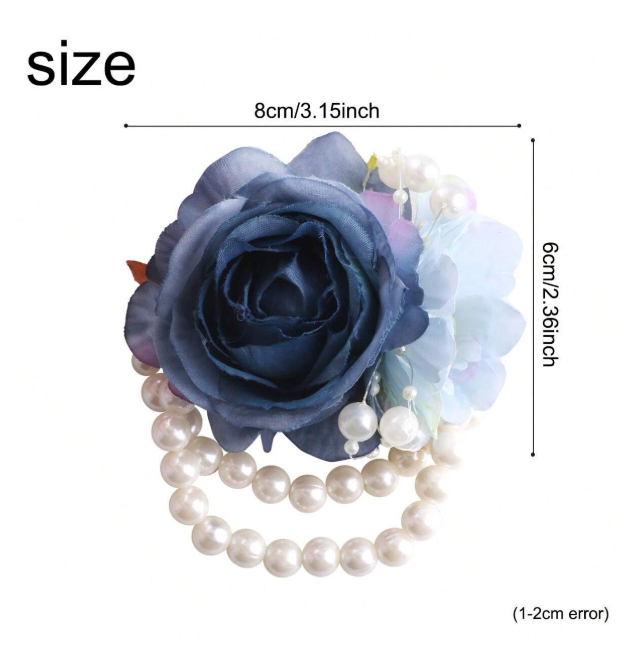 Artificial Blue Rose Wrist Flower
