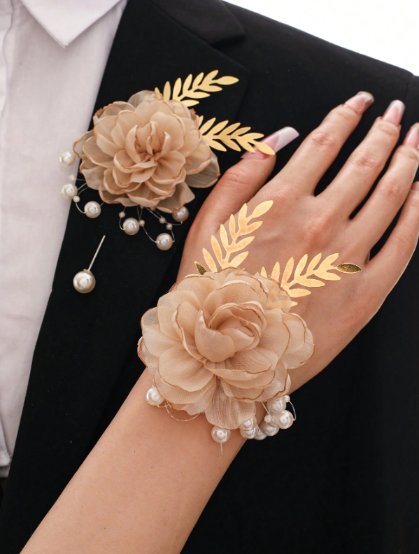 Corsage and Boutonniere Champaigne