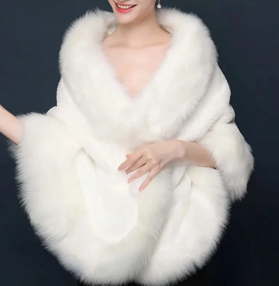Baroque Style White Fluffy Shawl