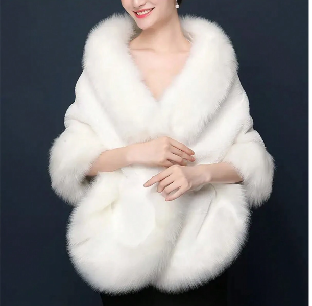 Baroque Style White Fluffy Shawl