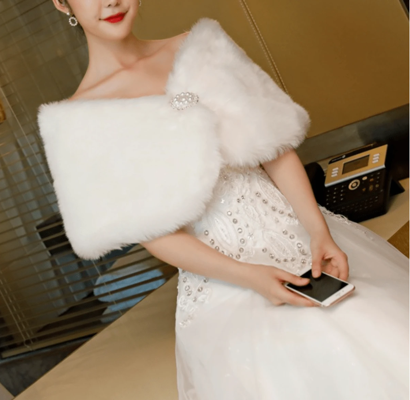 Bridal Faux Mink Fur Warm Shawl