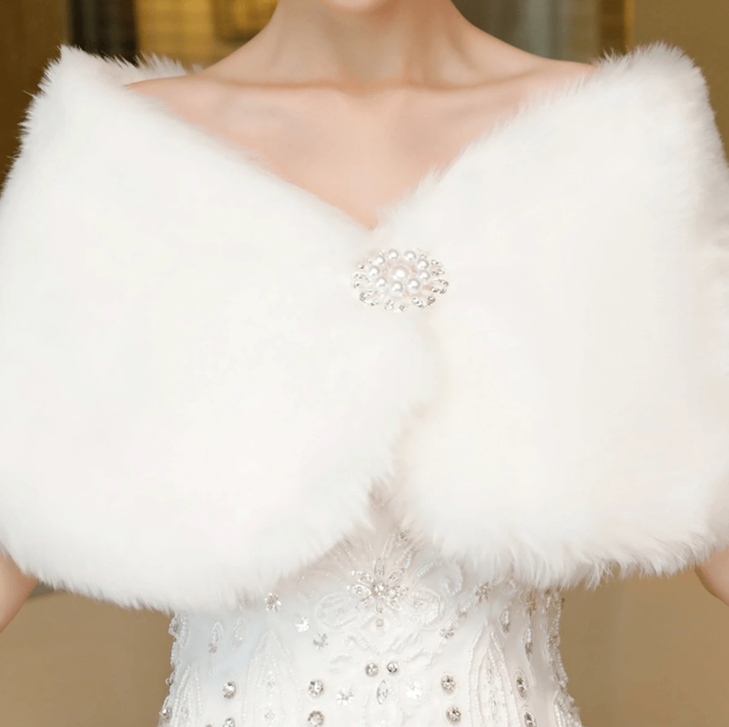 Bridal Faux Mink Fur Warm Shawl