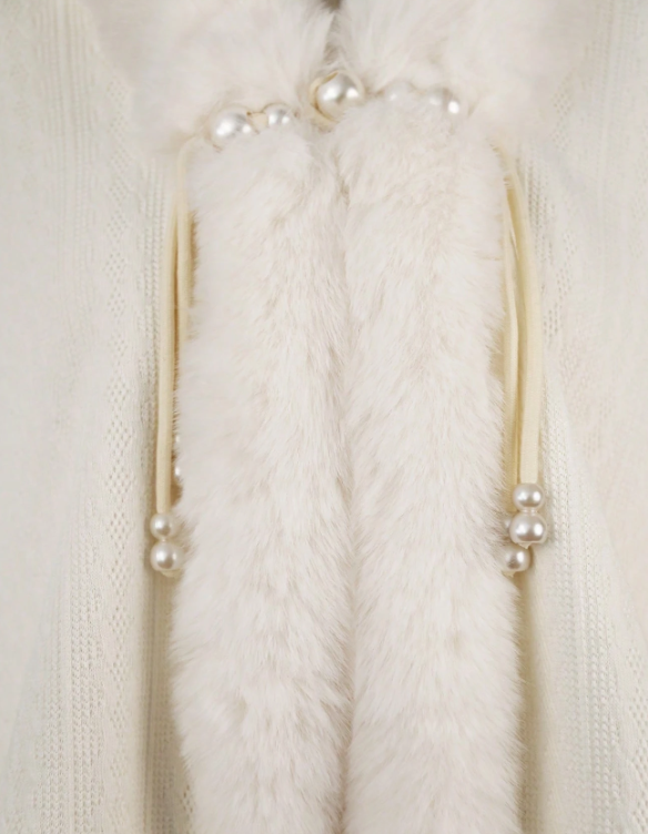 Bridal Cloak Poncho Jacket With Fluffy Trim