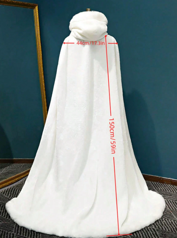 Front Fluffy Bridal Shawl With Tie Velvet Bow Decor