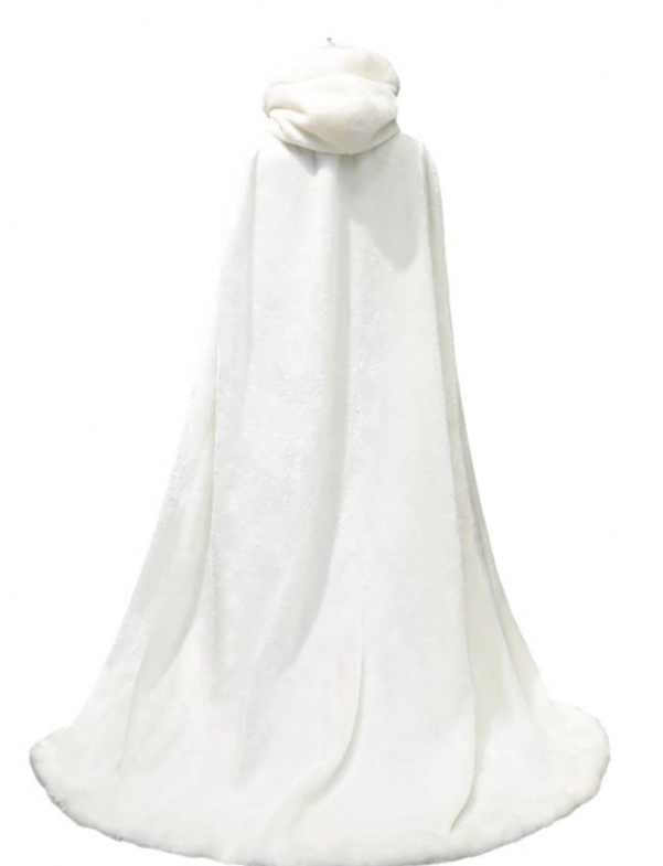 Front Fluffy Bridal Shawl With Tie Velvet Bow Decor