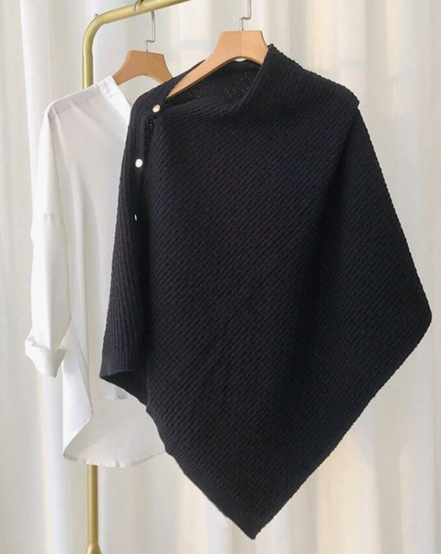 Knitted Versatile Warm Plain Poncho Shawl