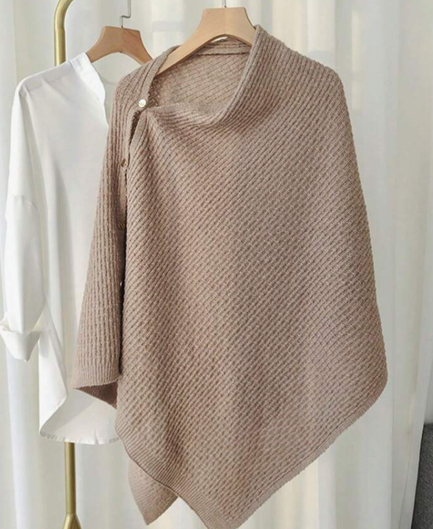 Knitted Versatile Warm Plain Poncho Shawl