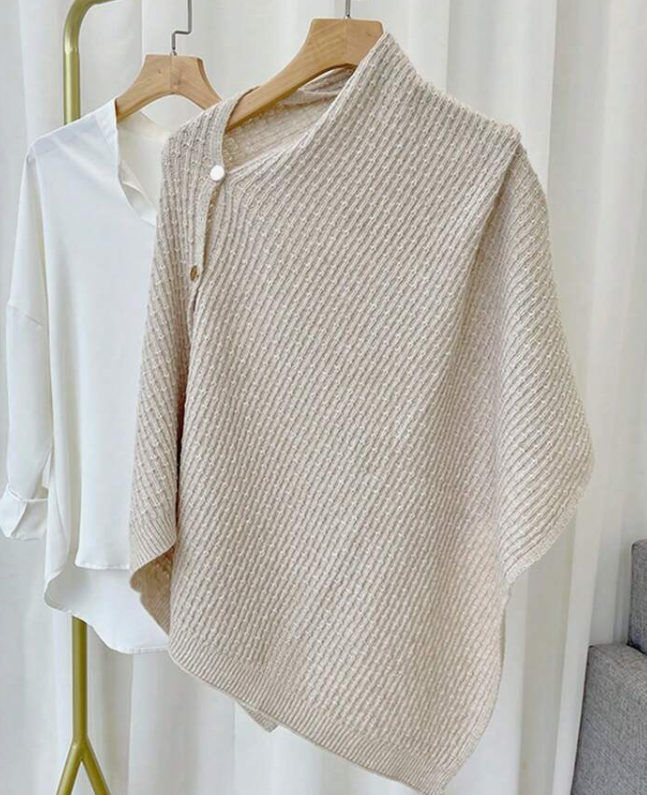 Knitted Versatile Warm Plain Poncho Shawl