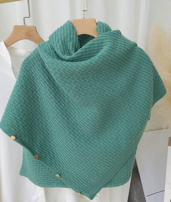 Knitted Versatile Warm Plain Poncho Shawl