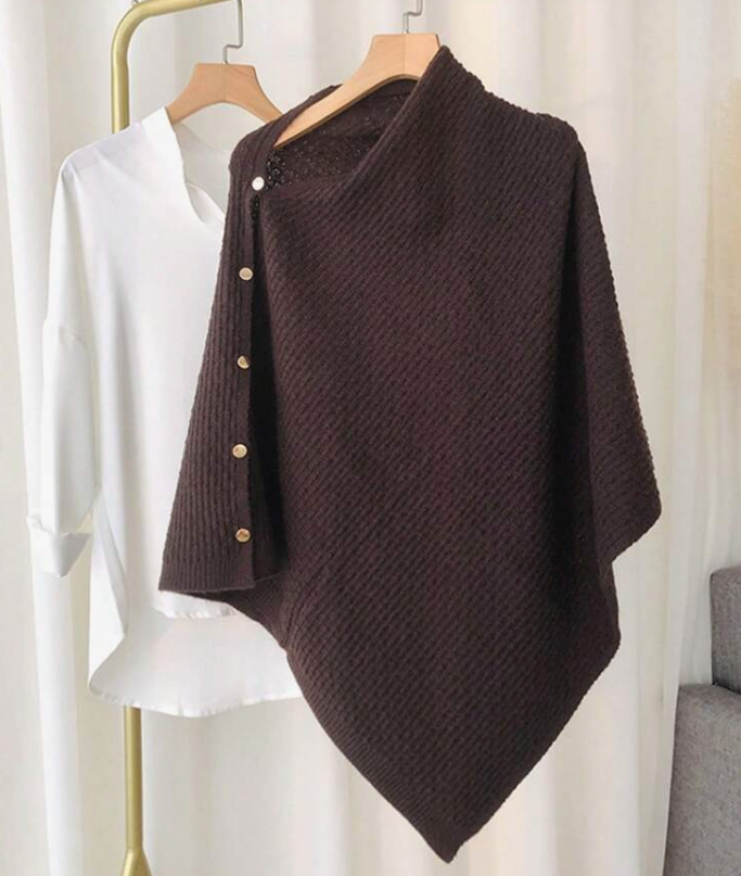 Knitted Versatile Warm Plain Poncho Shawl