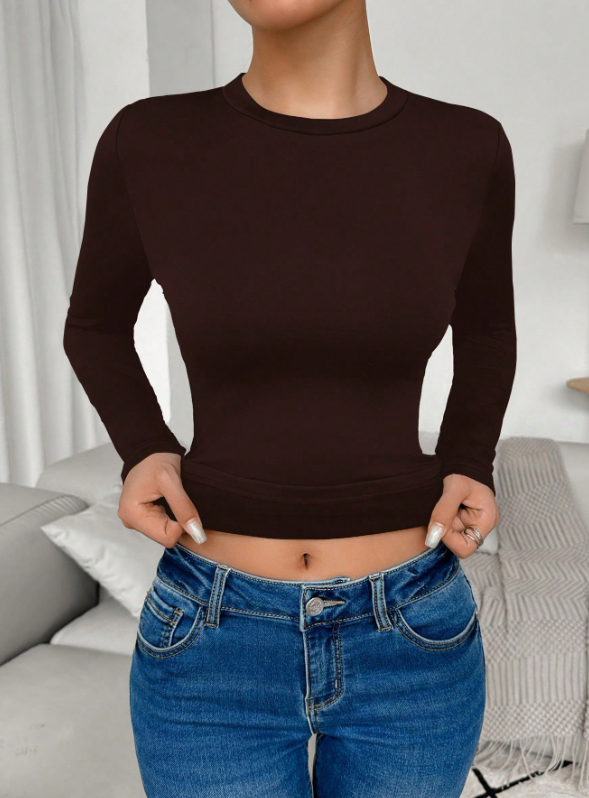 Knitted Thermal Crew Neck Long Sleeve Base Layer Top