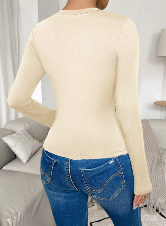 Crew Neck Long Sleeve Knitted Thermal Lined Base Layer Top