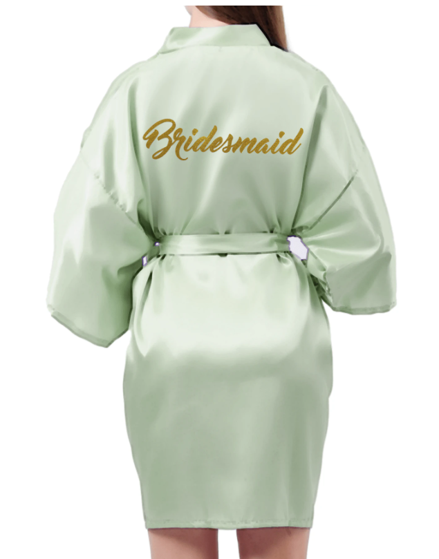 Sage Green Belted Satin Bridesmaid Robe