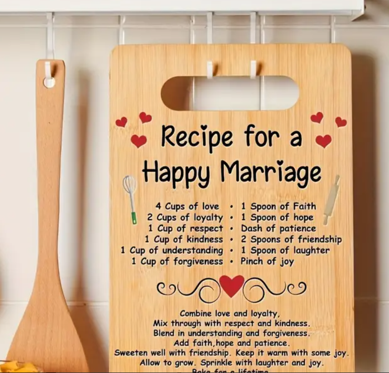 Bamboo Cutting Board with Happy Marriage Recipe