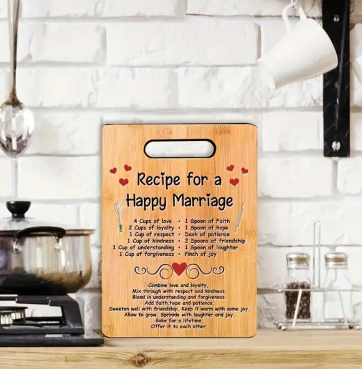 Bamboo Cutting Board with Happy Marriage Recipe