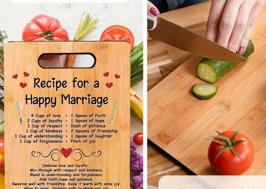 Bamboo Cutting Board with Happy Marriage Recipe