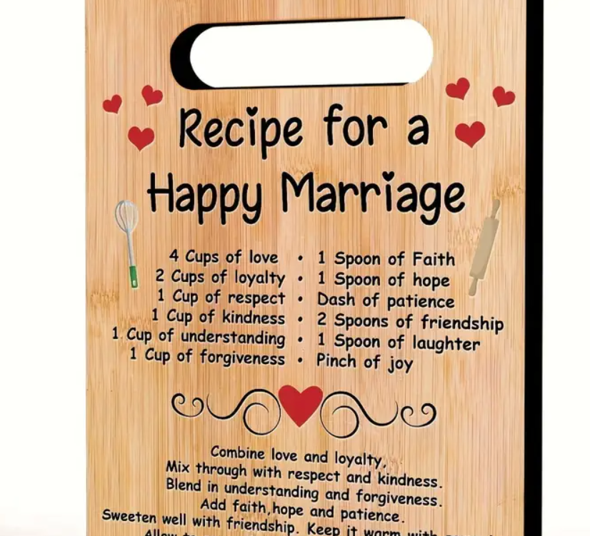 Bamboo Cutting Board with Happy Marriage Recipe
