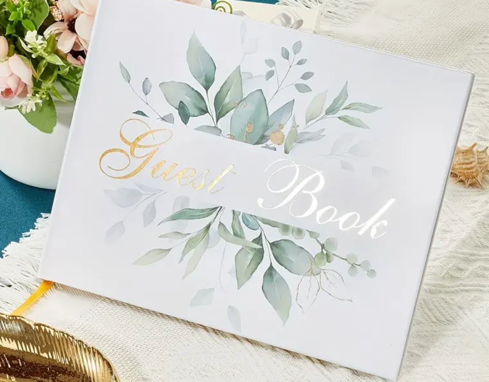 Eucalyptus Golden Foil Wedding Guest Book