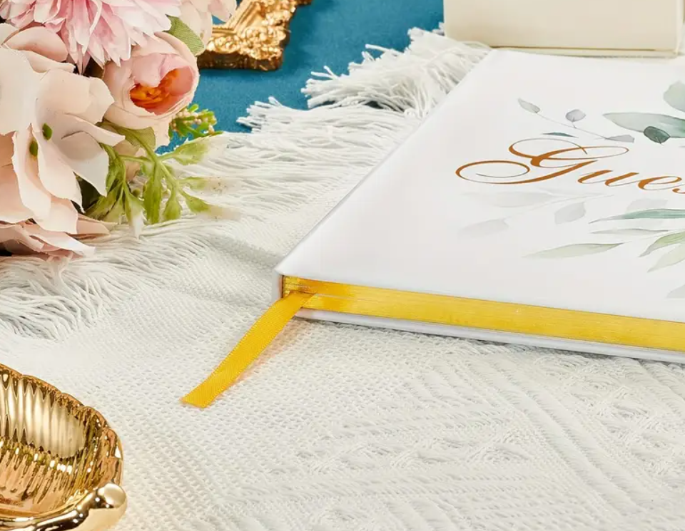 Eucalyptus Golden Foil Wedding Guest Book