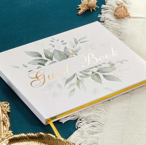 Eucalyptus Golden Foil Wedding Guest Book