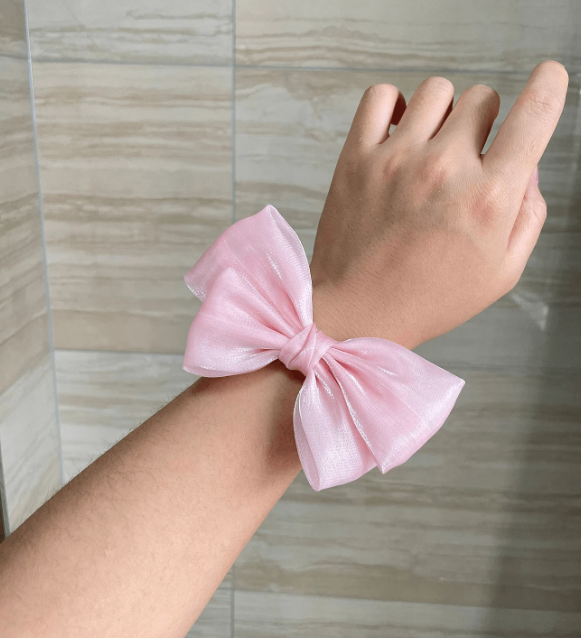 Light Pink Bow Pearl Corsage
