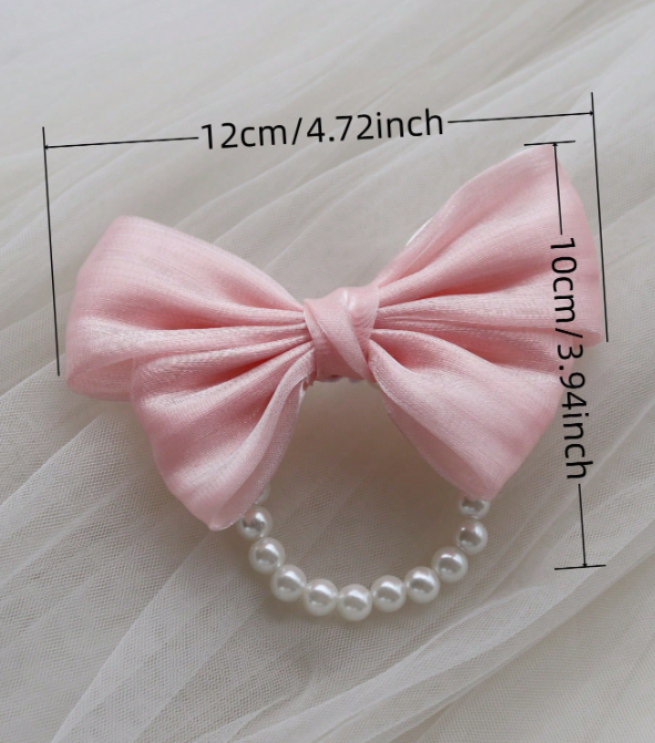 Light Pink Bow Pearl Corsage