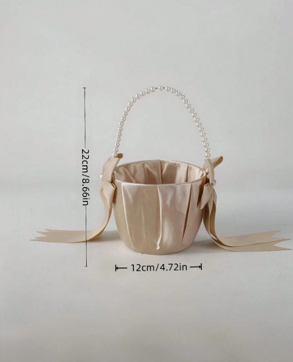Bow Pearl Wedding Flower Basket