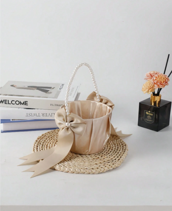 Bow Pearl Wedding Flower Basket